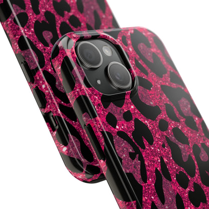 Pink and Black Leopard Design Phone Case- Lightweight, Impact Resistant Cover for iPhone 6, 6s, 12, 13, 14, 15