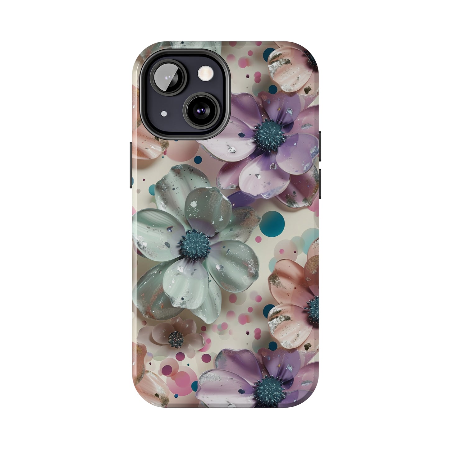 Fun Pastel Flowers Digital print Design Tough Phone Case compatible with a large variety of iPhone models, Gift, Phone Case