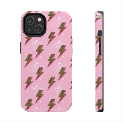 Cheetah Print Lightning Bolts Design Phone Case- Lightweight, Impact Resistant Cover for iPhone 6, 6s, 12, 13, 14, 15