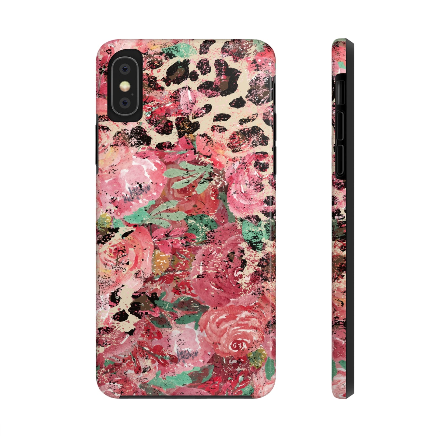 Western Leopard and Pink Roses Design Phone Case- Lightweight, Impact Resistant Cover for iPhone 6, 6s, 12, 13, 14, 15