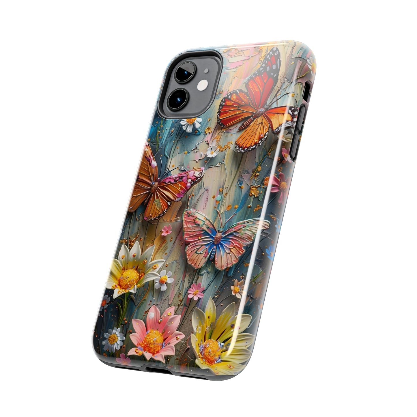 Butterfly Floral Art iPhone Case, Vibrant Nature-Inspired Protective Phone Cover compatible with a large variety of iPhone models, Phone Case, Gift