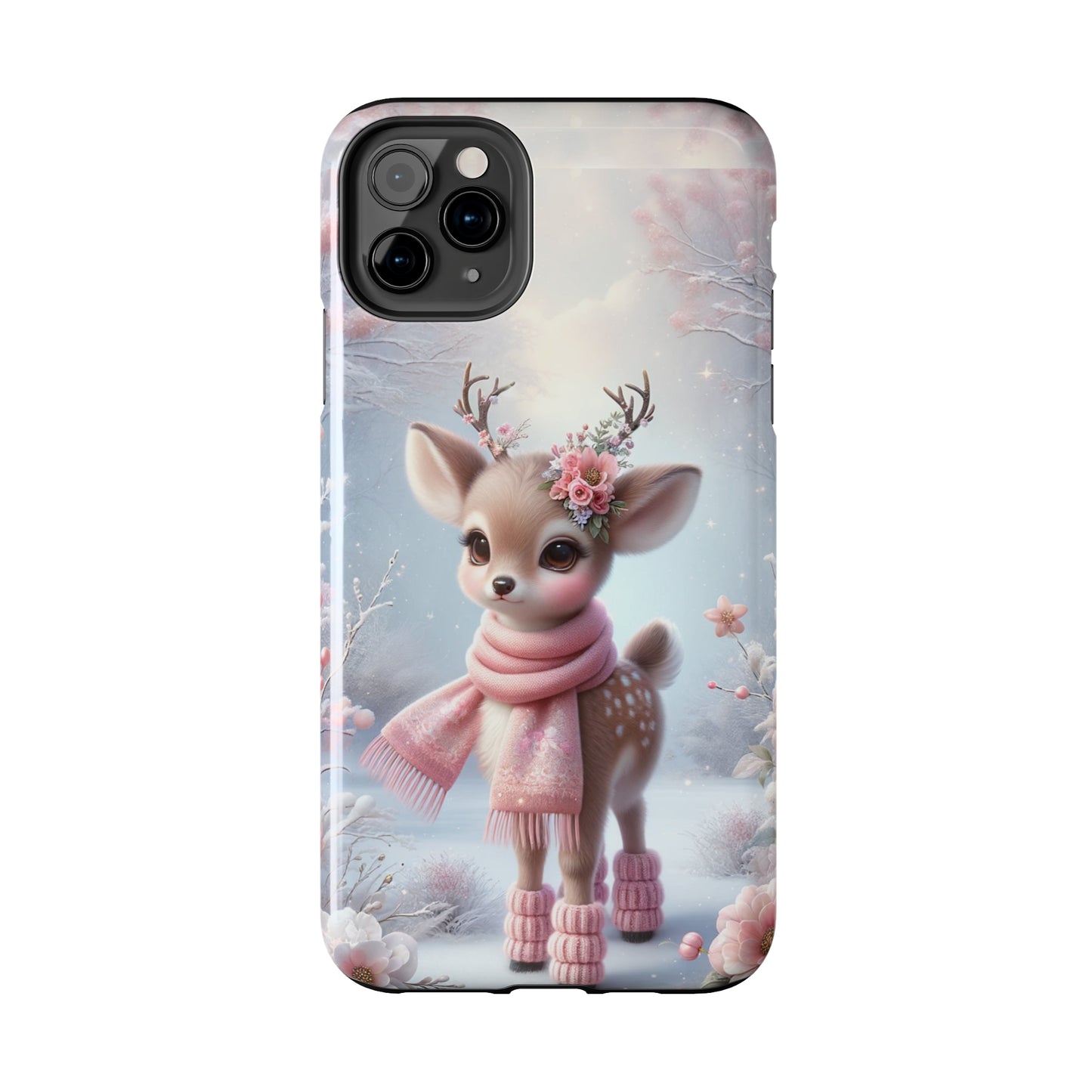 Cute Deer Winter Scene Pattern Design Tough Phone Case compatible with a large variety of iPhone models, Gift, Phone Case