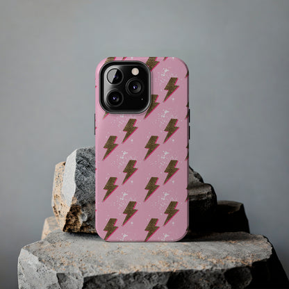 Cheetah Print Lightning Bolts Design Phone Case- Lightweight, Impact Resistant Cover for iPhone 6, 6s, 12, 13, 14, 15