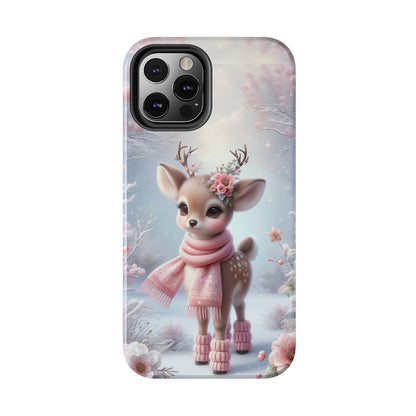 Cute Deer Winter Scene Pattern Design Tough Phone Case compatible with a large variety of iPhone models, Gift, Phone Case