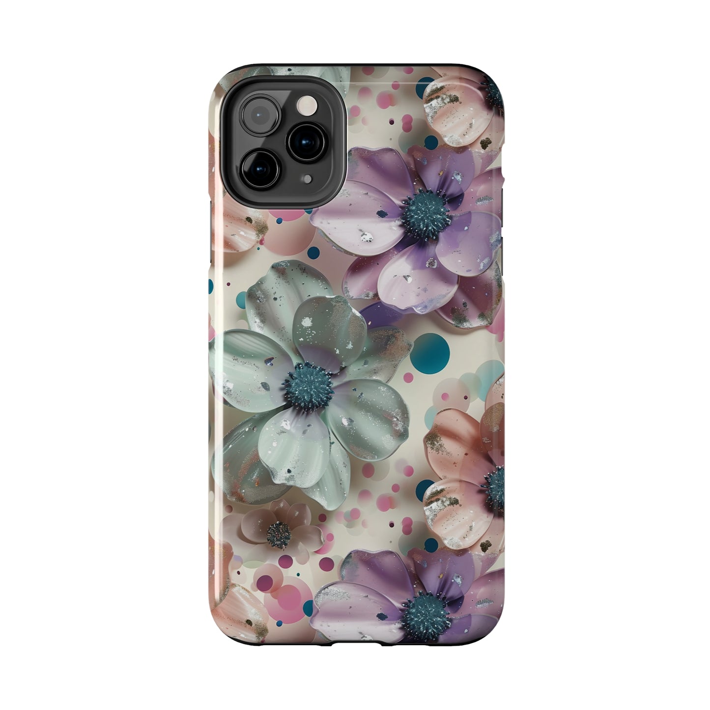 Fun Pastel Flowers Digital print Design Tough Phone Case compatible with a large variety of iPhone models, Gift, Phone Case