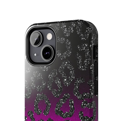 Pink and Black Ombre Leopard Design Phone Case- Lightweight, Impact Resistant Cover for iPhone 6, 6s, 12, 13, 14, 15