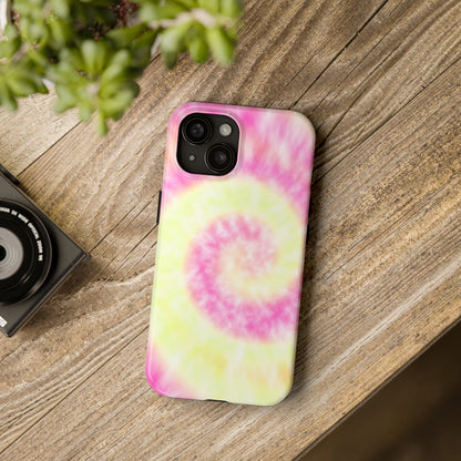 Pink and Yellow Tie Dye Design Phone Case- Lightweight, Impact Resistant Cover for iPhone 6, 6s, 12, 13, 14, 15