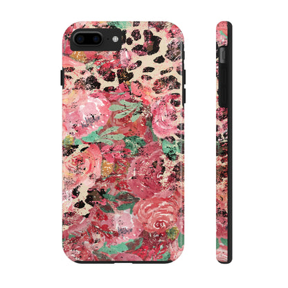 Western Leopard and Pink Roses Design Phone Case- Lightweight, Impact Resistant Cover for iPhone 6, 6s, 12, 13, 14, 15