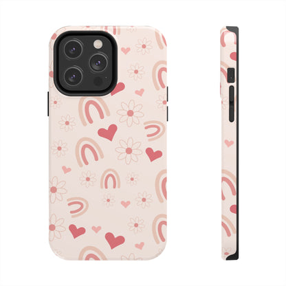 Pink Boho Rainbow print Design Tough Phone Case compatible with a large variety of iPhone models, Gift, Phone Case