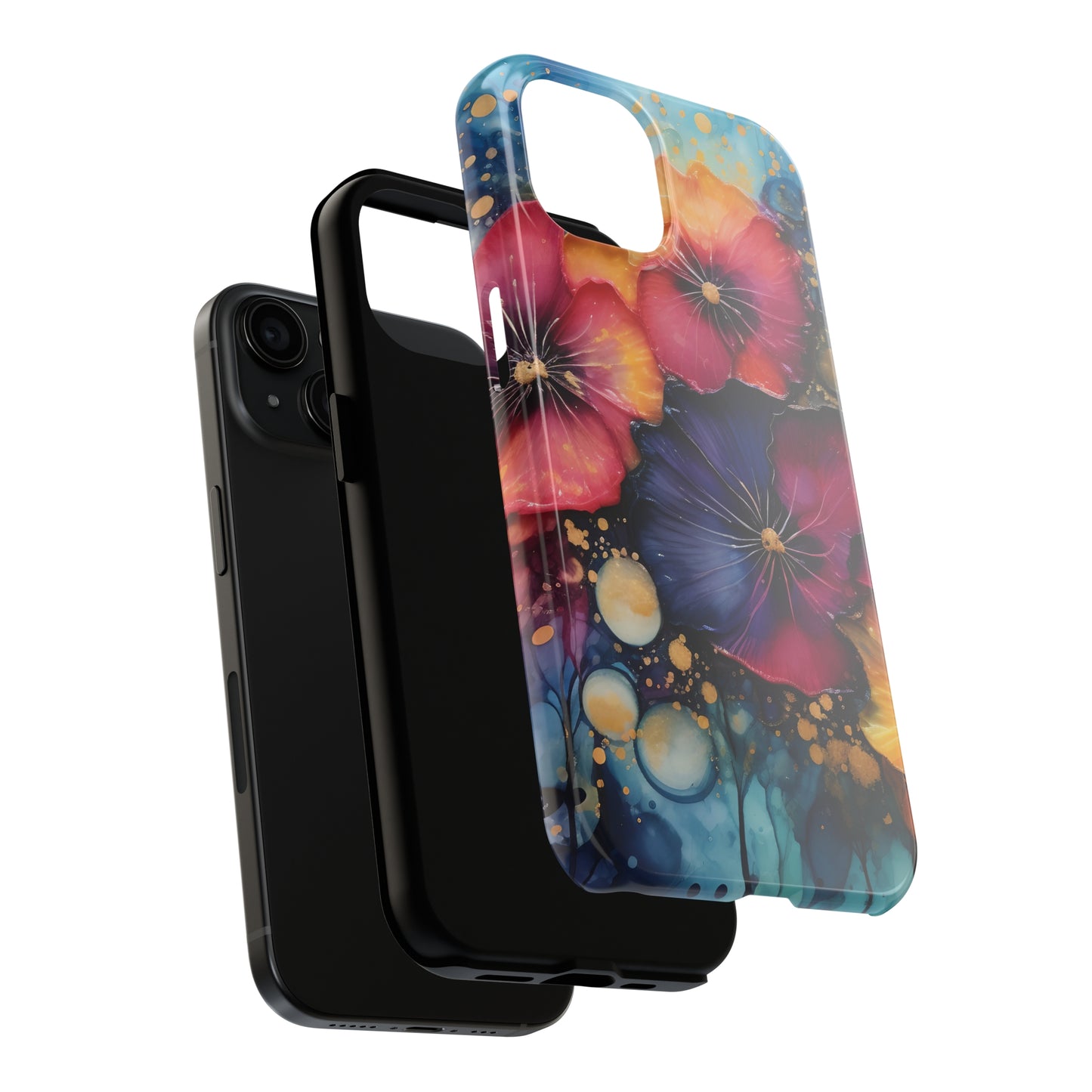 Vibrant 3D Watercolor Flowers print Design Tough Phone Case compatible with a large variety of iPhone models, Gift, Phone Case