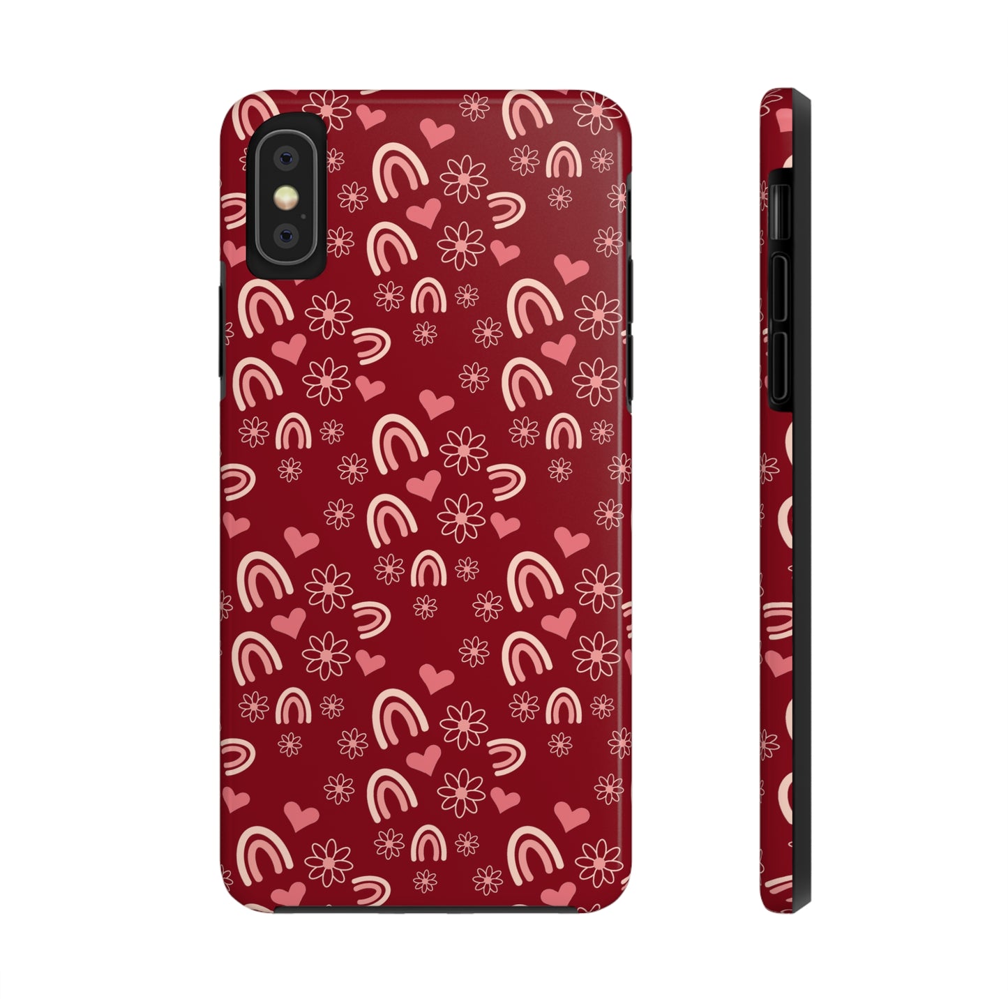 Red Boho2 Rainbow print Design Tough Phone Case compatible with a large variety of iPhone models, Gift, Phone Case