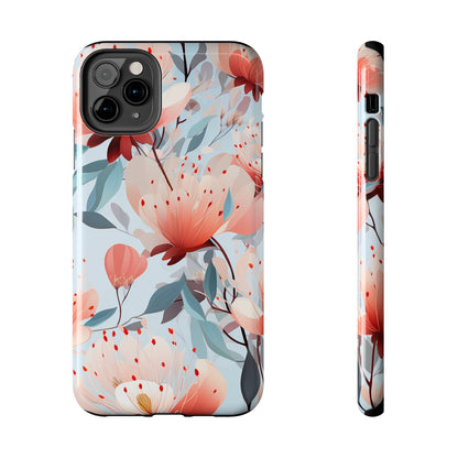 Red Flowers Digital print Design Tough Phone Case compatible with a large variety of iPhone models, Gift, Phone Case