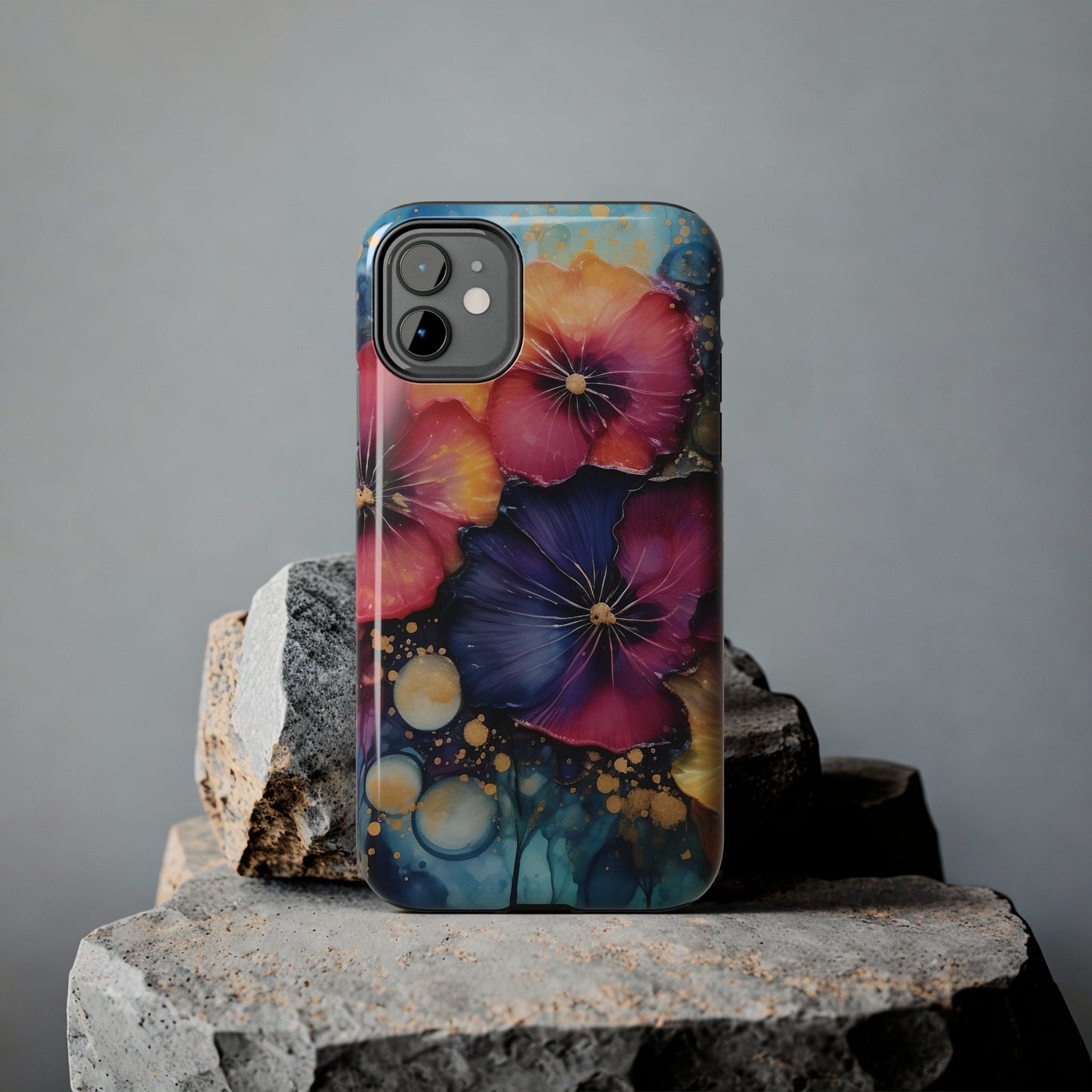 Vibrant 3D Watercolor Flowers print Design Tough Phone Case compatible with a large variety of iPhone models, Gift, Phone Case