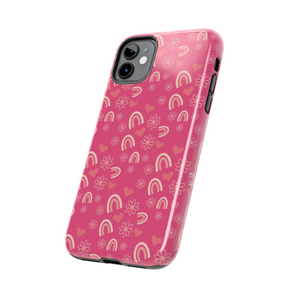 Dark Pink Boho2 Rainbow print Design Tough Phone Case compatible with a large variety of iPhone models, Gift, Phone Case