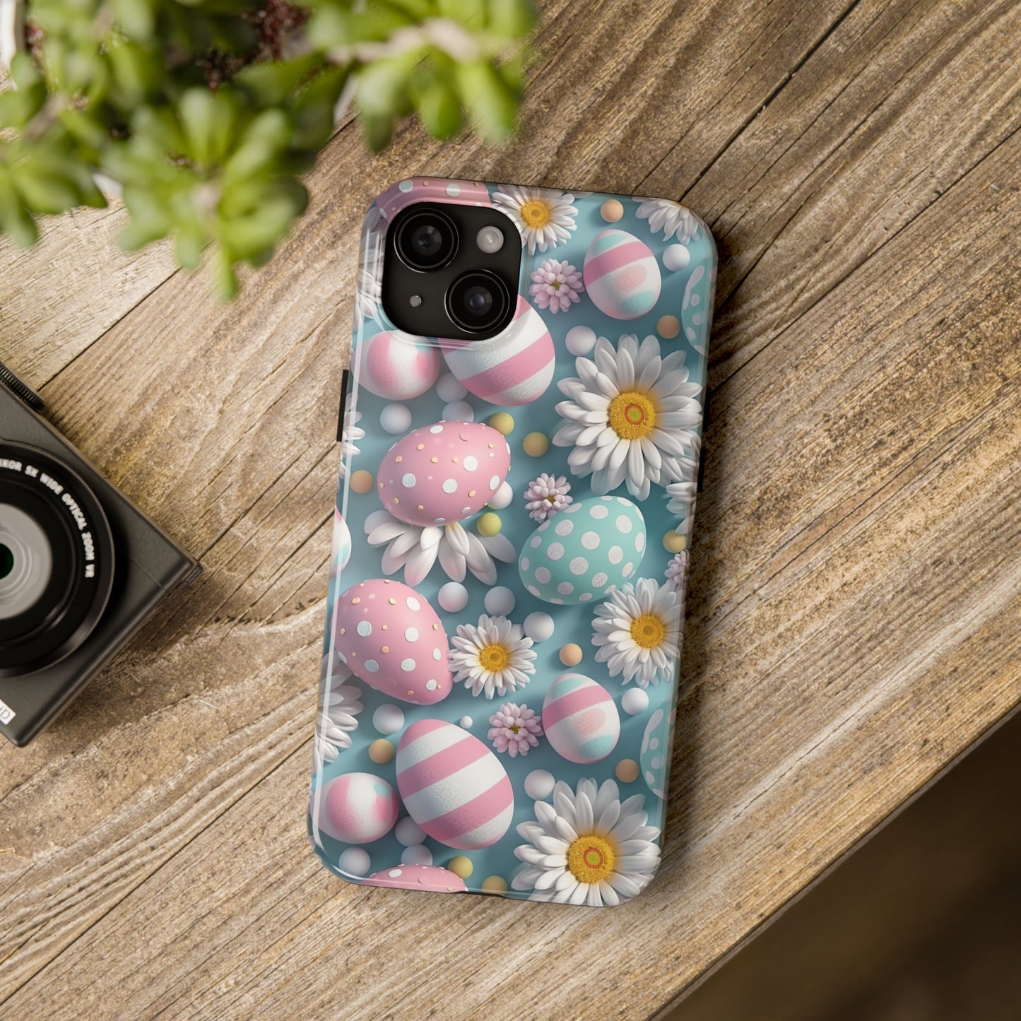 Easter Eggs and Daisies Digital print Design Tough Phone Case compatible with a large variety of iPhone models, Gift, Phone Case