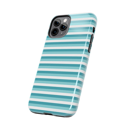 Blue and White Girly Stripe print Design Tough Phone Case compatible with a large variety of iPhone models, Gift, Phone Case