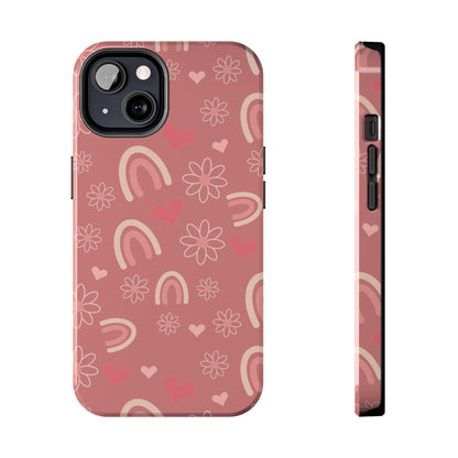 Daisy and Mauve Boho Rainbow print Design Tough Phone Case compatible with a large variety of iPhone models, Gift, Phone Case