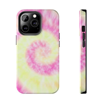 Pink and Yellow Tie Dye Design Phone Case- Lightweight, Impact Resistant Cover for iPhone 6, 6s, 12, 13, 14, 15