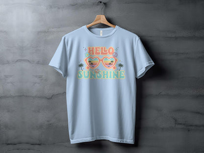 Retro Hello Sunshine T-Shirt, Vintage Beach Graphic Tee, Unisex Casual Top, Summer Vacation Apparel, Gift for Travel Lovers