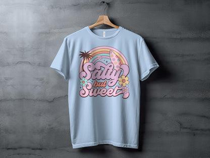 Retro Salty But Sweet T-Shirt, Vintage Beach Style Tee, Pastel Rainbow Graphic Shirt, Summer Casual Top, Unisex Fashion