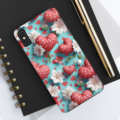 Polka Dot Hearts Digital print Design Tough Phone Case compatible with a large variety of iPhone models, Gift, Phone Case