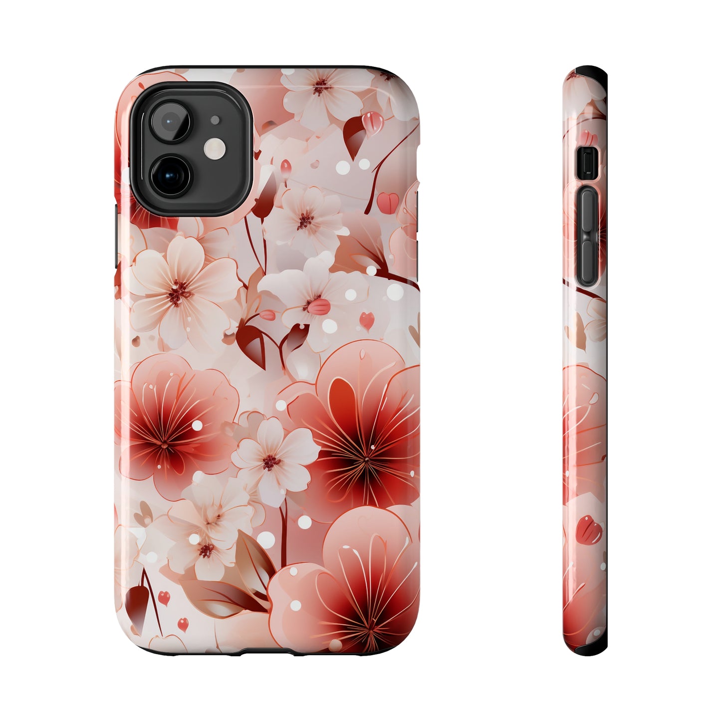 Pink Floral Pattern Design Tough Phone Case compatible with a large variety of iPhone models, Gift, Phone Case