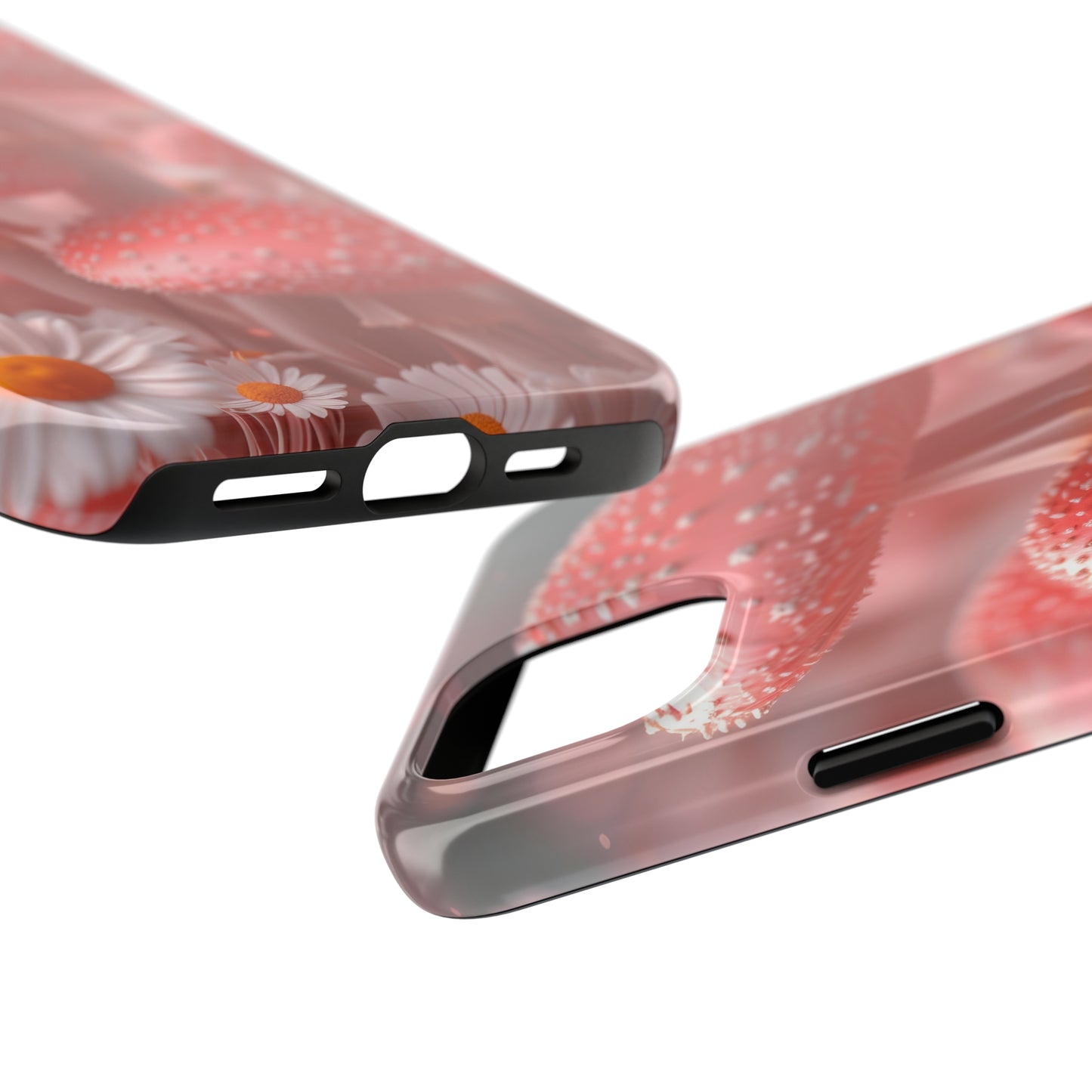 Whimsical Pink Mushrooms and Daisies Design Tough Phone Case compatible with a large variety of iPhone models, Gift, Phone Case