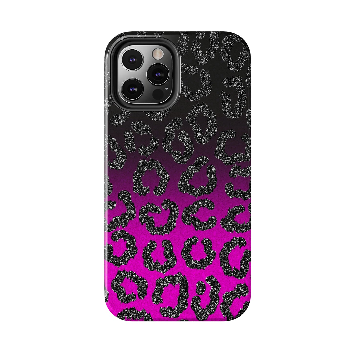 Pink and Black Ombre Leopard Design Phone Case- Lightweight, Impact Resistant Cover for iPhone 6, 6s, 12, 13, 14, 15