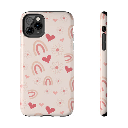 Pink Boho Rainbow print Design Tough Phone Case compatible with a large variety of iPhone models, Gift, Phone Case