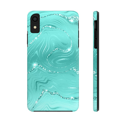 Marbled Turquoise Design Tough Phone Case compatible with a large variety of phone models, Gift, Phone Case