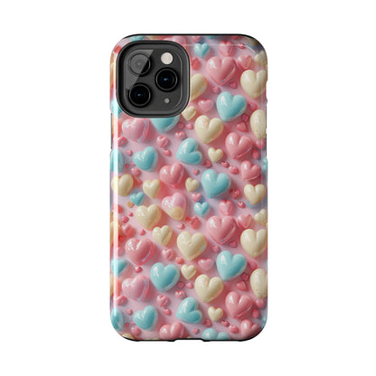 Valentine's Candy Hearts Pattern Design Tough Phone Case compatible with a large variety of iPhone models, Gift, Phone Case