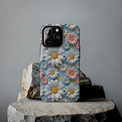 3D Spring Flowes and Polka Dots Digital print Design Tough Phone Case compatible with a large variety of iPhone models, Gift, Phone Case