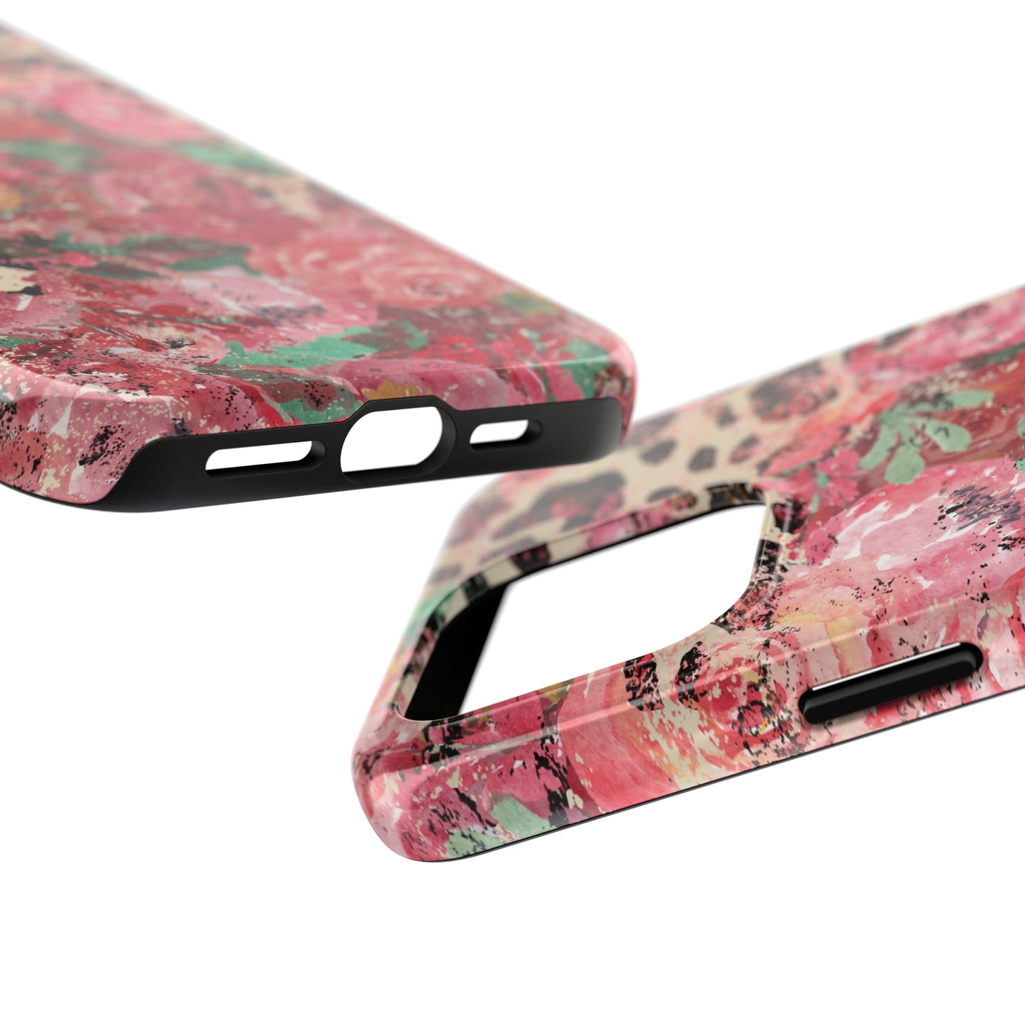 Western Leopard and Pink Roses Design Phone Case- Lightweight, Impact Resistant Cover for iPhone 6, 6s, 12, 13, 14, 15