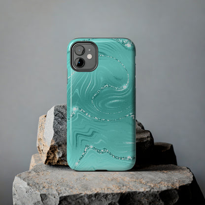 Marbled Turquoise Design Tough Phone Case compatible with a large variety of phone models, Gift, Phone Case