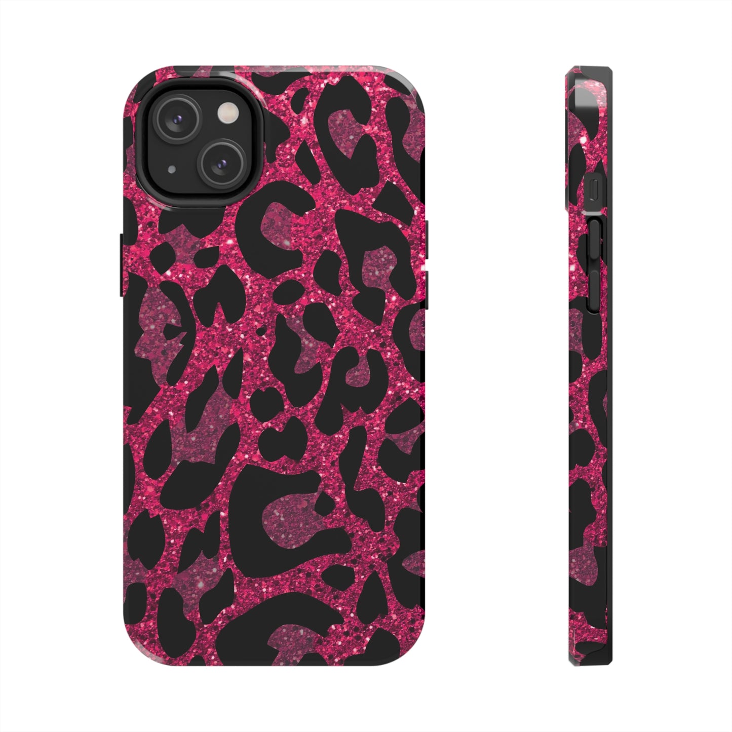 Pink and Black Leopard Design Phone Case- Lightweight, Impact Resistant Cover for iPhone 6, 6s, 12, 13, 14, 15