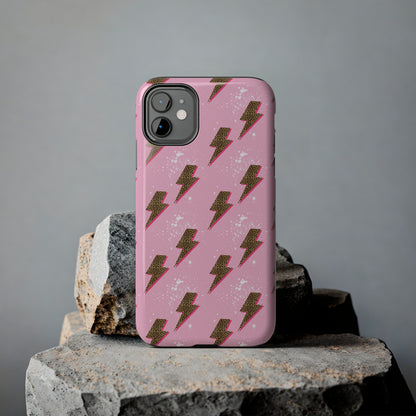 Cheetah Print Lightning Bolts Design Phone Case- Lightweight, Impact Resistant Cover for iPhone 6, 6s, 12, 13, 14, 15