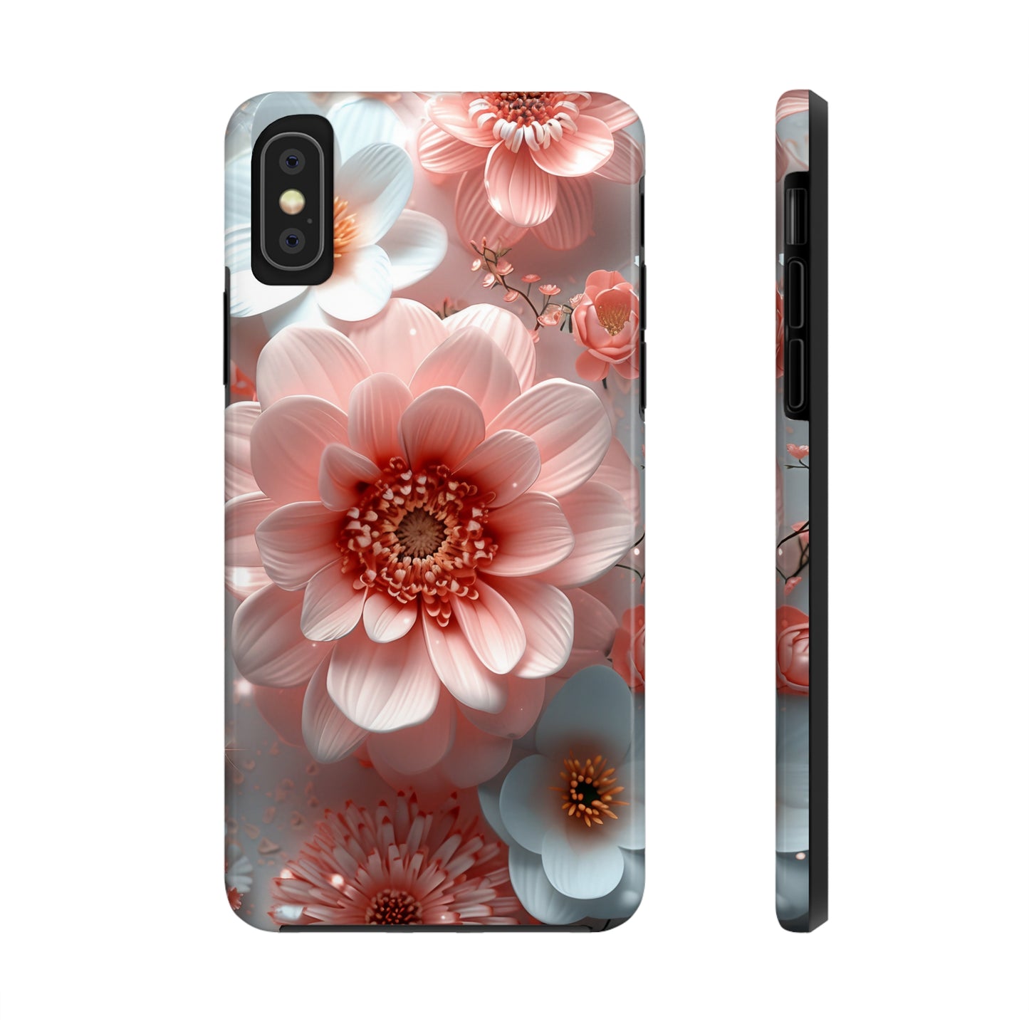 Beautiful 3D Pink & White Floral Design Tough Phone Case.