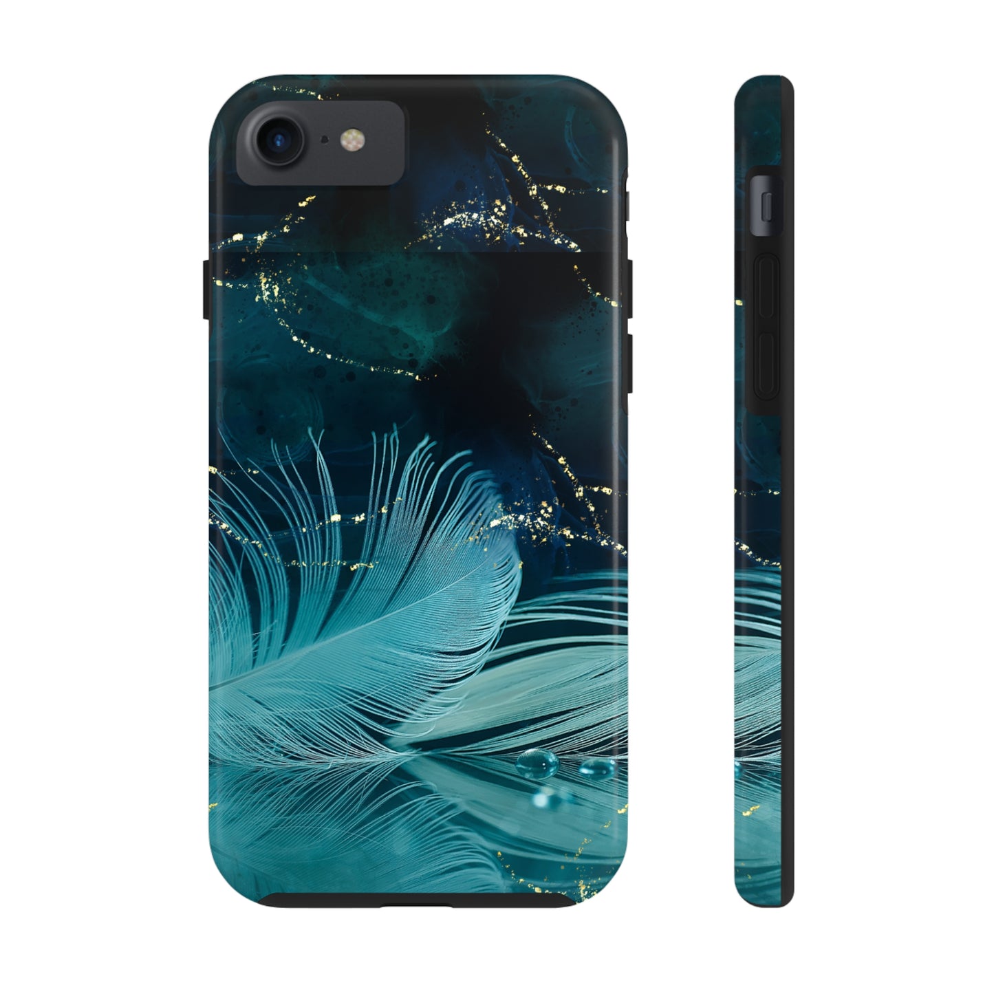 Dreamy Blue Feather design Tough Phone Case compatible with a large variety of iPhone models, Gift, Phone