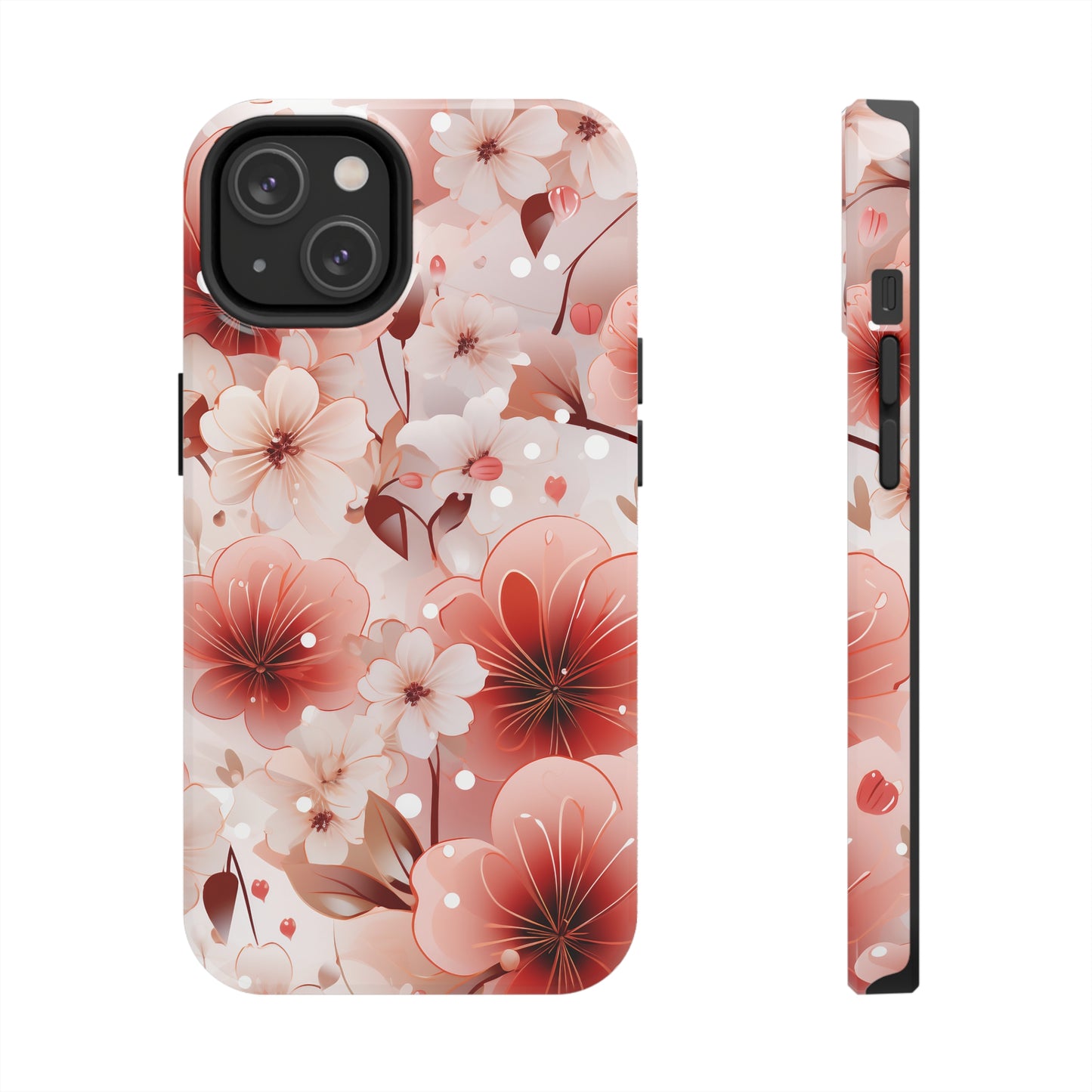 Pink Floral Pattern Design Tough Phone Case compatible with a large variety of iPhone models, Gift, Phone Case