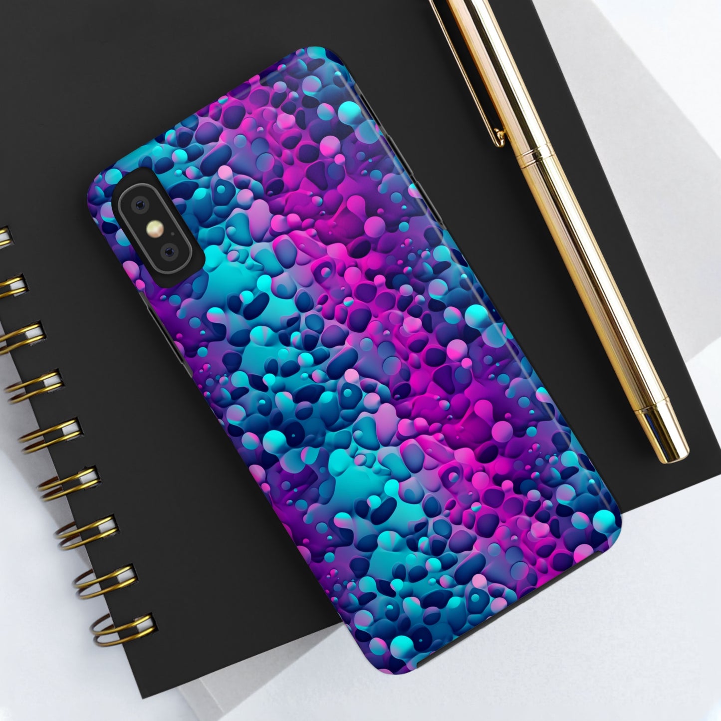 3D Bubble Print Pattern Design Tough Phone Case compatible with a large variety of iPhone models, Phone Case, Gift