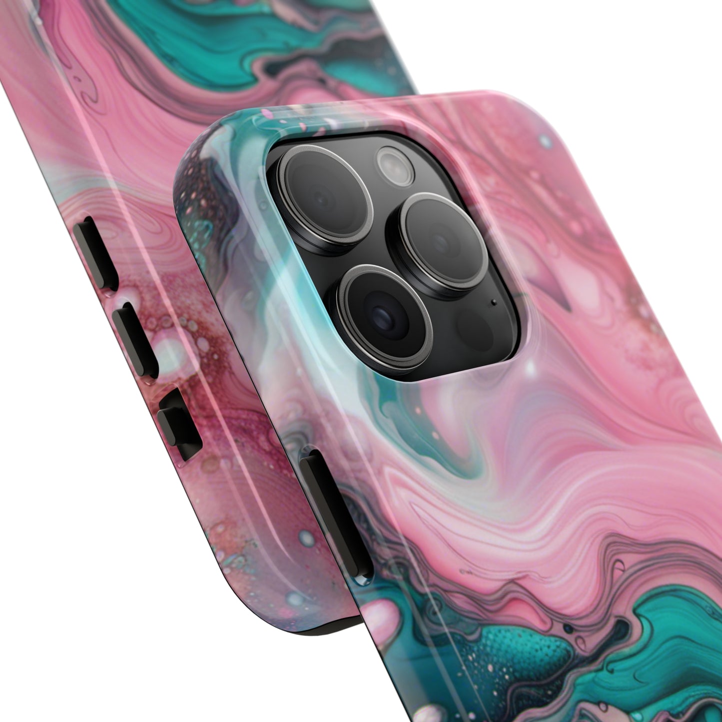 Pink and Teal Alcohol Ink Pattern Design Phone Case compatible with a large variety of iPhone models, Phone Case, Gift