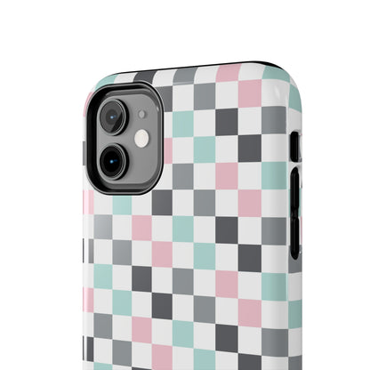 Multicolor Checkerboard print design Tough Phone Case compatible with a large variety of iphone models