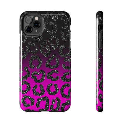 Pink and Black Ombre Leopard Design Phone Case- Lightweight, Impact Resistant Cover for iPhone 6, 6s, 12, 13, 14, 15