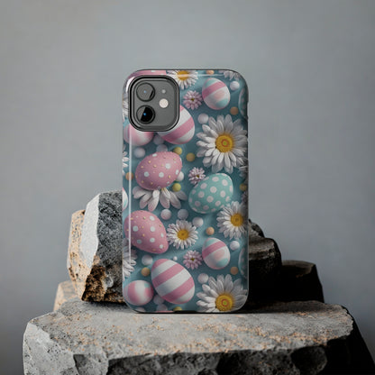 Easter Eggs and Daisies Digital print Design Tough Phone Case compatible with a large variety of iPhone models, Gift, Phone Case