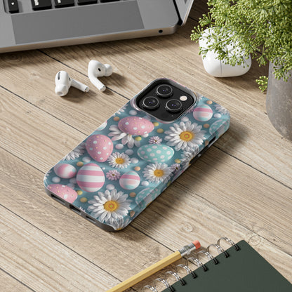 Easter Eggs and Daisies Digital print Design Tough Phone Case compatible with a large variety of iPhone models, Gift, Phone Case