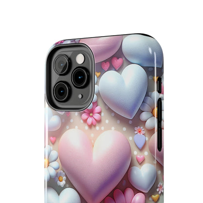 Pastel Heart and Flower Digital print Design Tough Phone Case compatible with a large variety of iPhone models, Gift, Phone Case