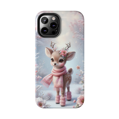 Cute Deer Winter Scene Pattern Design Tough Phone Case compatible with a large variety of iPhone models, Gift, Phone Case