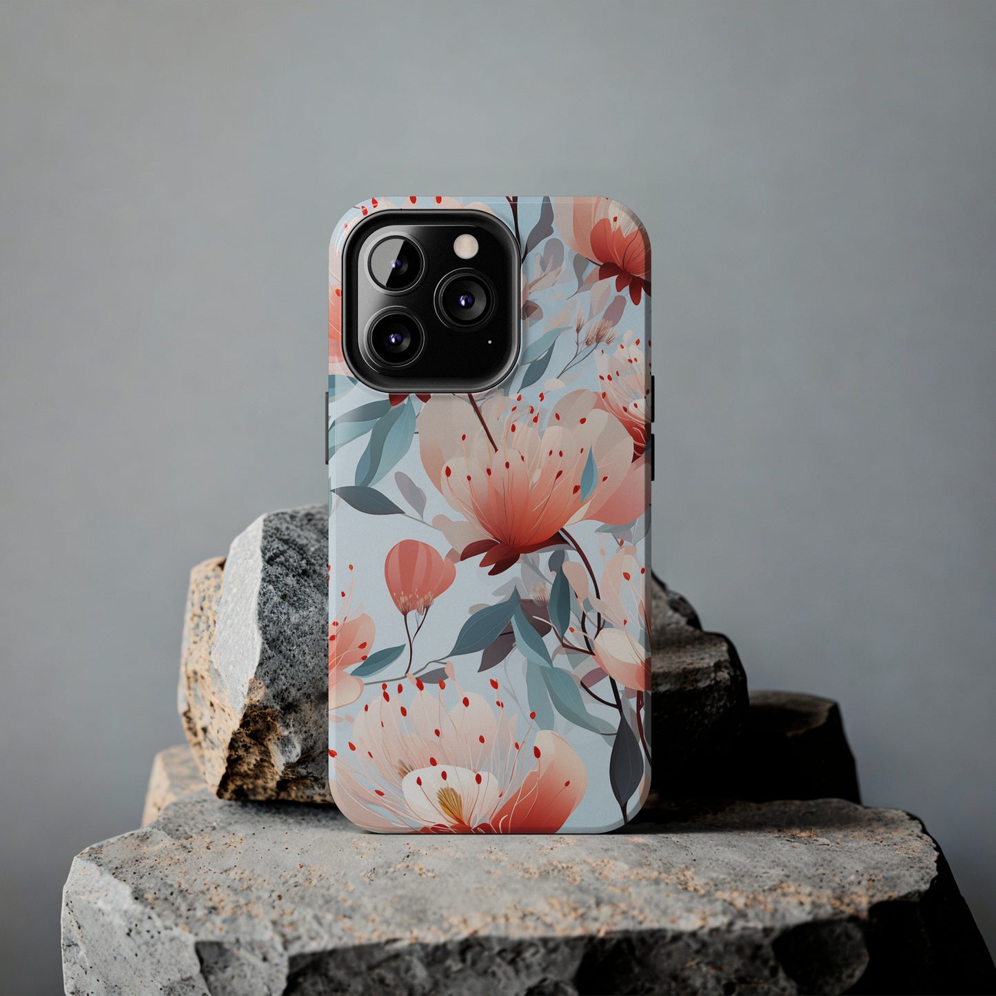 Red Flowers Digital print Design Tough Phone Case compatible with a large variety of iPhone models, Gift, Phone Case