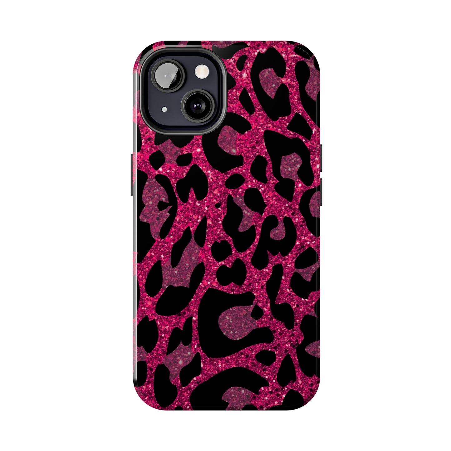 Pink and Black Leopard Design Phone Case- Lightweight, Impact Resistant Cover for iPhone 6, 6s, 12, 13, 14, 15