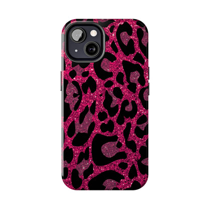 Pink and Black Leopard Design Phone Case- Lightweight, Impact Resistant Cover for iPhone 6, 6s, 12, 13, 14, 15